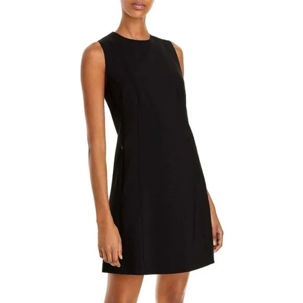 Theory Helaina Wool-Blend Shift Dress - Size 2 - Black